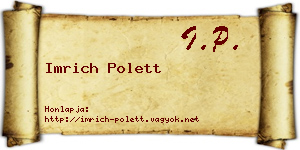 Imrich Polett névjegykártya
